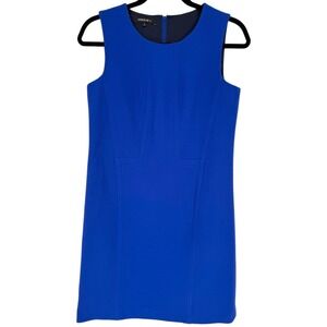 Lafayette 148 Women's Sleeveless Virgin Wool Royal Blue Sheath Dress Size 0